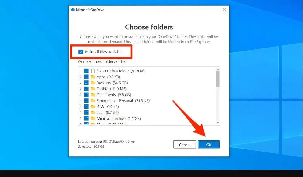 hướng dẫn đồng bộ OneDrive