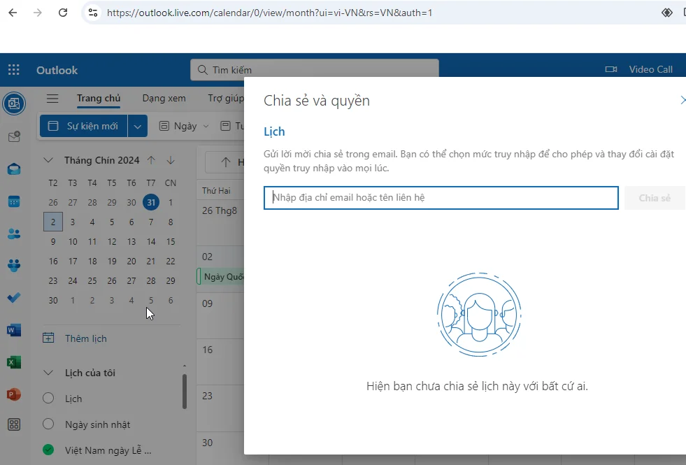 Hướng dẫn sử dụng outlook 365-Phân quyền lịch trên outlook 365