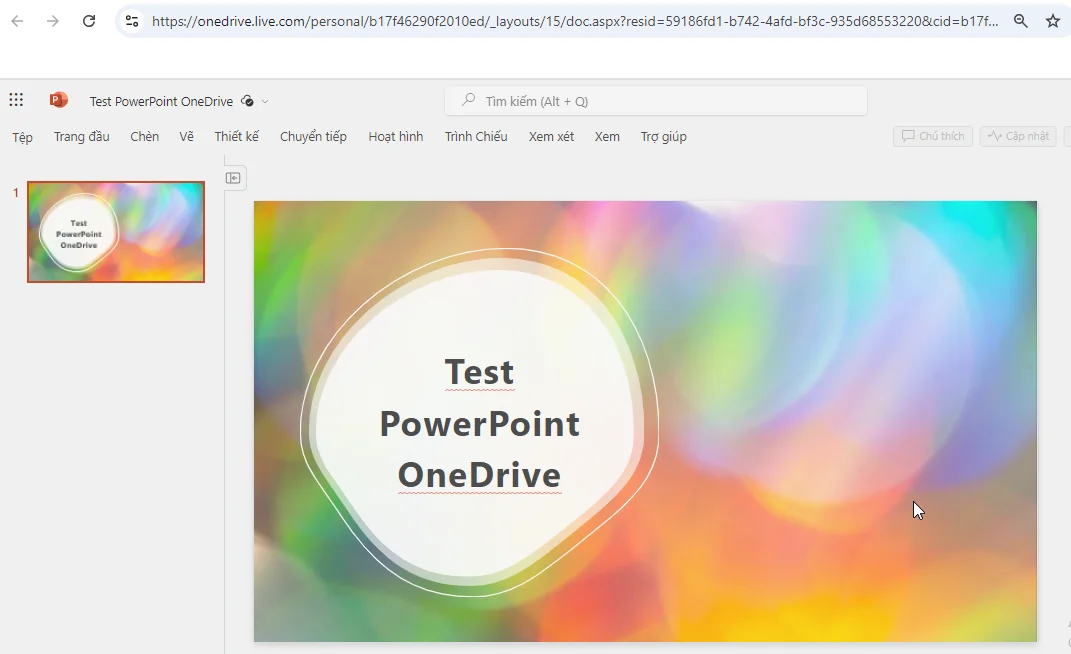 Powerpoint OneDrive-Giao diện Silde trong powerpoint