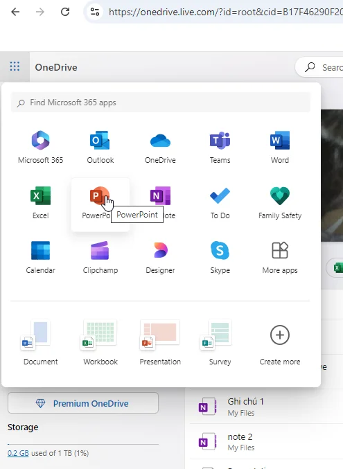 PowerPoint OneDrive: Tạo Sile mới trong PowerPoint