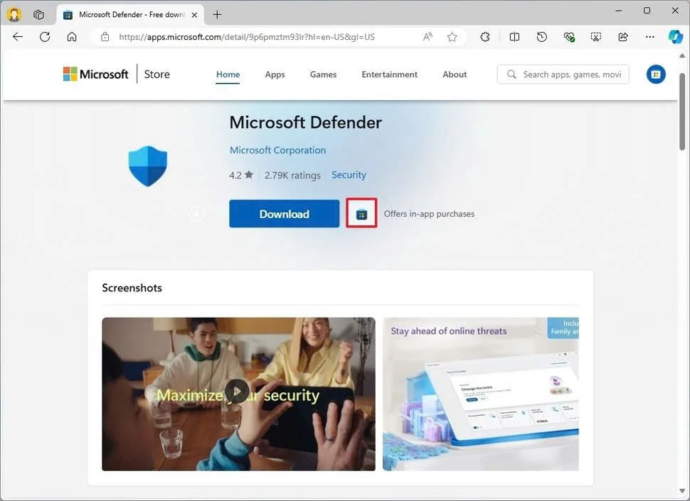 Bước 1: Cài đặt Microsoft Defender trên Window 11/10