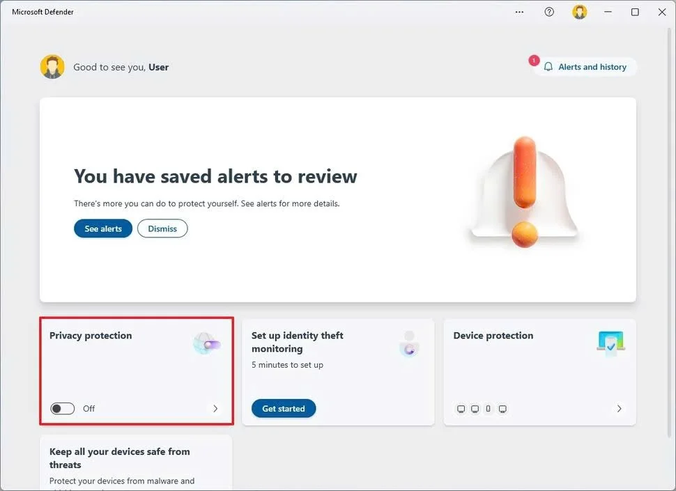 Thiết lập bảo vệ quyền riêng tư trên Microsoft Defender 