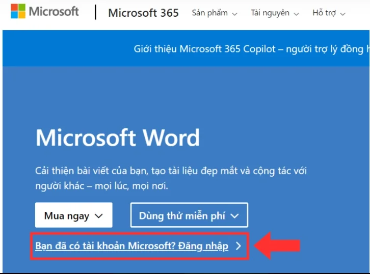 Bước 1: Cách đăng nhập word 365 online