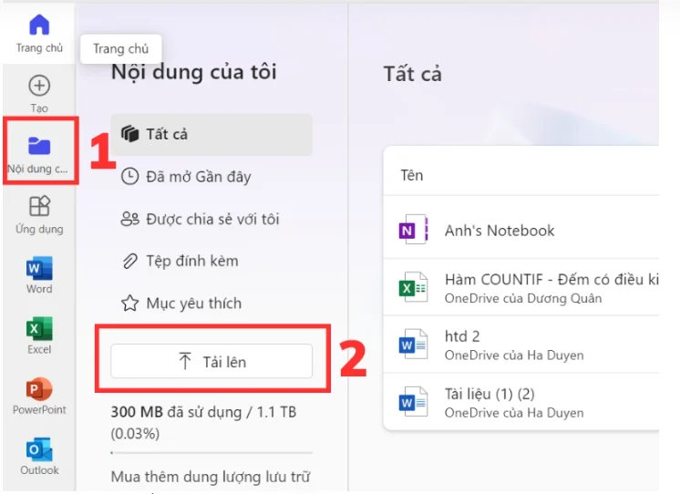 Bước 1: Cách tải File từ máy tính lên Word 365 online để chỉnh sửa