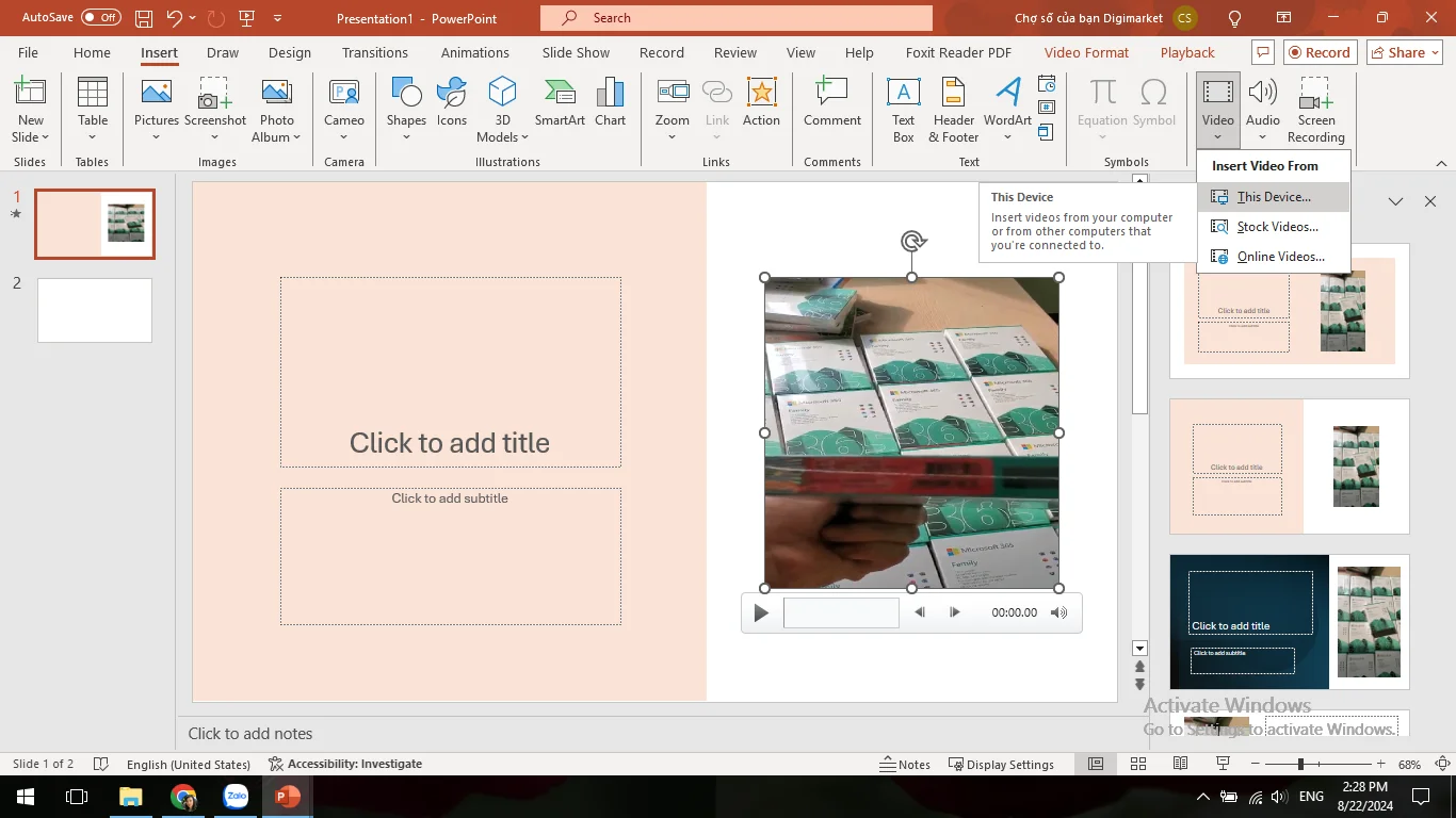 Hướng dẫn sử dụng powerpoint 365-Thêm video vào slide