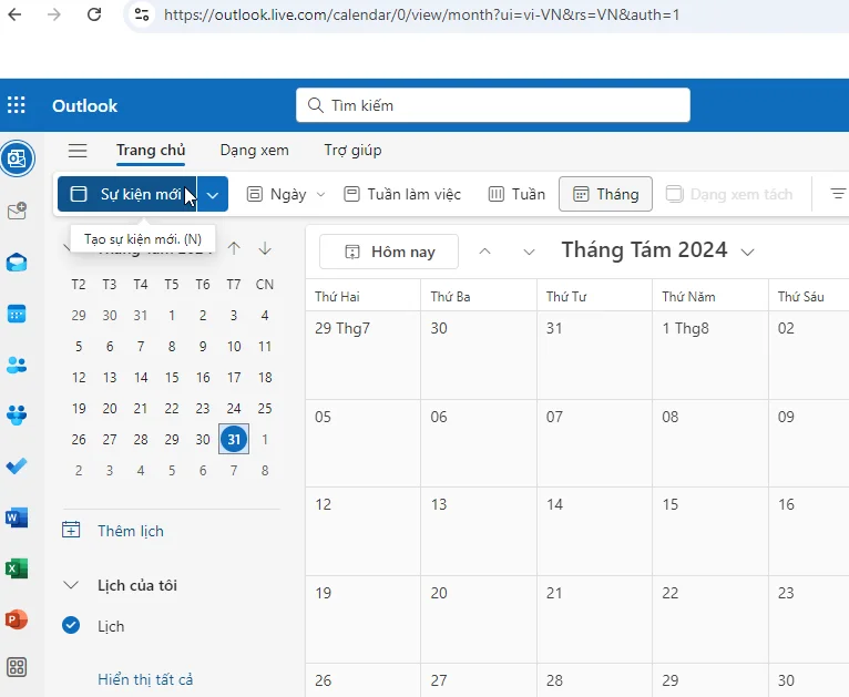 Hướng dẫn sử dụng outlook 365-Tạo sự kiện mới