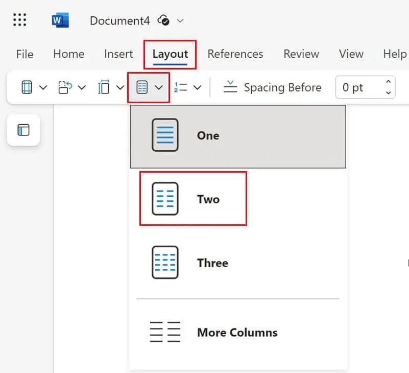 Two columns microsoft word 2