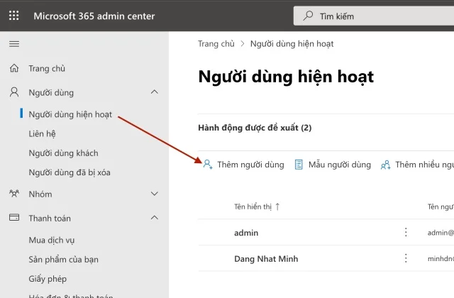 quản trị người dùng Office 365